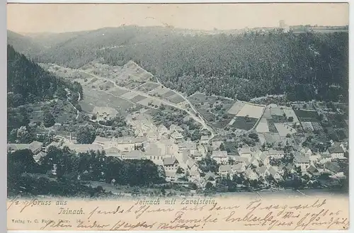 (33629) AK Gruss aus Teinach, Totale mit Zavelstein, 1901