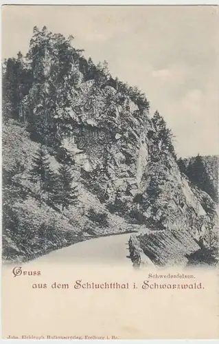 (33053) AK Gruss aus dem Schlüchttal i. Schwarzw., Schwedenfelsen um 1900