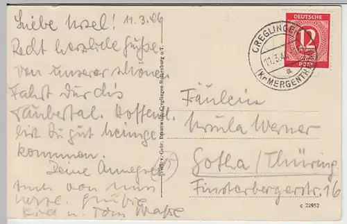 (25704) AK Creglingen, Herrgottskirche, gelaufen 1946