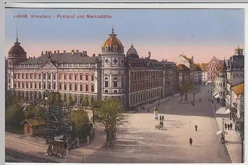 (24729) AK Konstanz, Bodensee, Postamt, Marktstätte, vor 1945