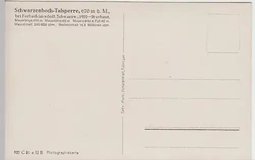 (24431) Foto AK Forbach, Baden, Schwarzenbachtalsperre, vor 1945