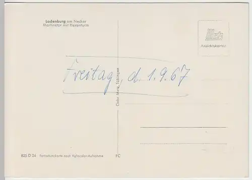 (22269) AK Ladenburg, Neckar, Martinstor, Hexenturm 1967