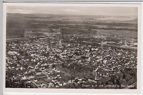 (22087) Foto AK Singen, Hohentwiel, Panorama 1953