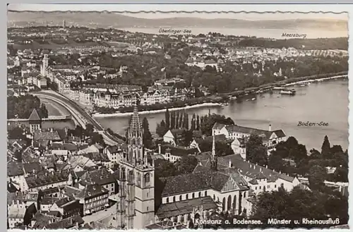 (21581) Foto AK Konstanz, Bodensee, Münster, Rhein 1953