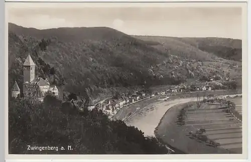 (20808) Foto AK Zwingenberg, Baden, Panorama, Schloss, vor 1945