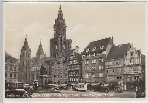 (20759) Foto AK Heilbronn, Marktplatz, Robert-Mayer-Denkmal, vor 1945