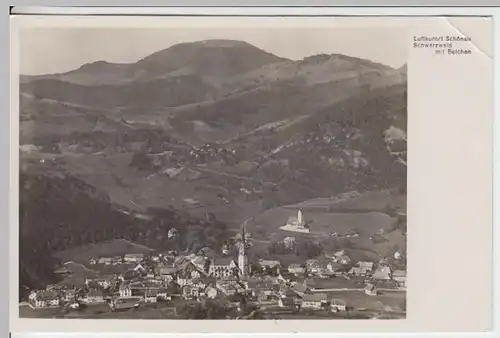 (16842) Foto AK Schönau (Schwarzw.) mit Belchen, gel. 1937