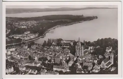 (16065) Foto AK Konstanz, Bucht, Horn, Luftbild 1953