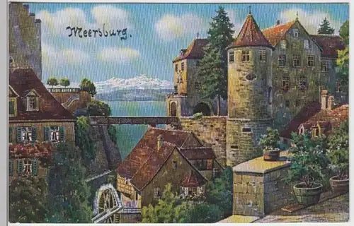 (15322) Künstler AK Meersburg, Bodensee, Schloss, alte Mühle, vor 1945