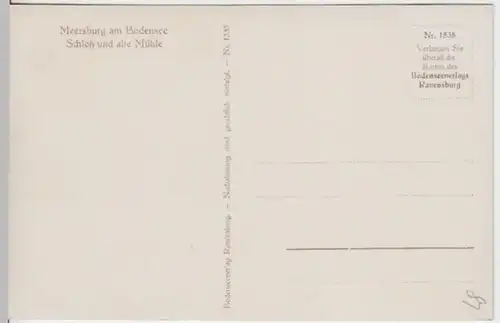 (15322) Künstler AK Meersburg, Bodensee, Schloss, alte Mühle, vor 1945