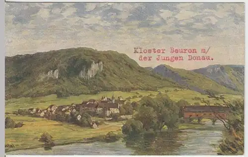 (15307) Künstler AK F. Hummel, Beuron mit Kloster, vor 1945