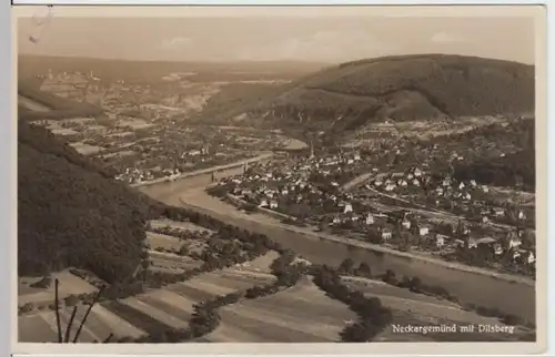(13508) Foto AK Neckargemünd, Panorama, Dilsberg 1934