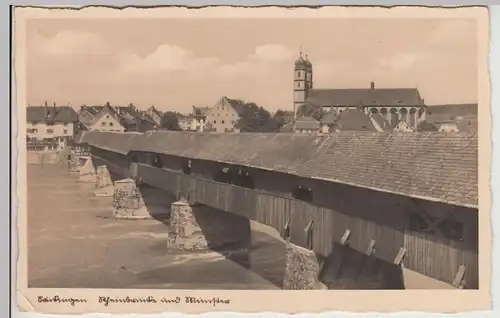 (115756) Foto AK Säckingen, Rheinbrücke u. Münster 1936