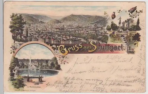 (115516) AK Gruss aus Stuttgart, Totale, Residenzschloss, Litho 1906