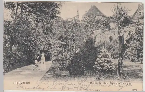 (115077) AK Offenburg, Partie in den Zwinger-Anlagen 1906