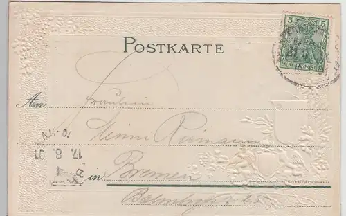 (115071) AK Offenburg, Total, Präge-Wappen m. Golddruck 1901