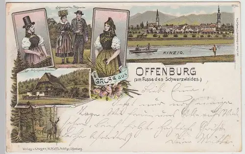 (115068) AK Gruss aus Offenburg, Kinzig, Volkstrachten, Litho 1898