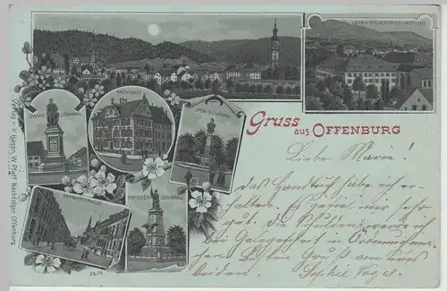 (115066) AK Gruss aus Offenburg, Mondscheinkarte Litho 1898