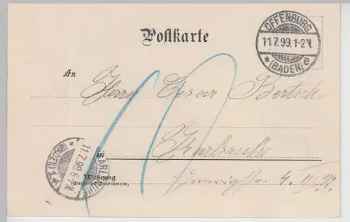 (115060) AK Gruss aus Offenburg, Neue Zwinger-Anlagen, Kopf-Garten 1899