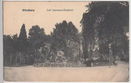 (115058) AK Offenburg, Carl Isenmann-Denkmal 1908