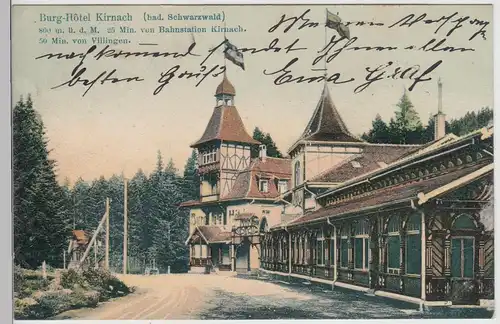 (114921) AK Kirnach i. Schwarzwald, Burg-Hotel 1905