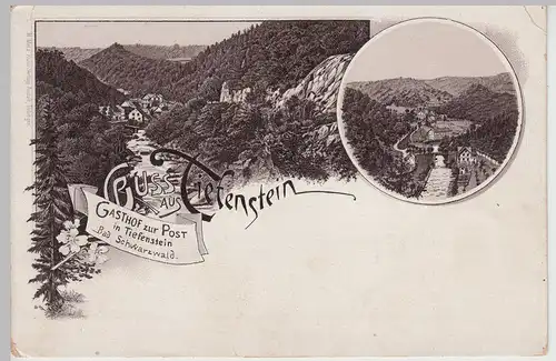 (114872) AK Gruss aus Tiefenstein (Görwihl), Gasthof Zur Post, Litho vor 1905