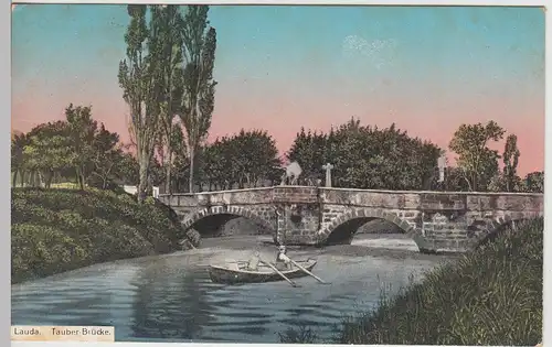 (114552) AK Lauda, Tauber, Brücke 1919