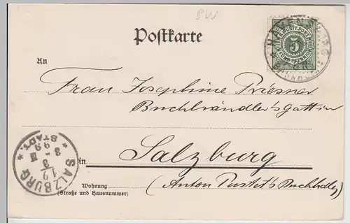 (114293) AK Gruss aus Ravensburg, Concerthaus 1899