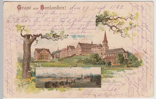 (113810) AK Gruß aus Bonlanden, Berkheim, Kloster, Litho. 1902
