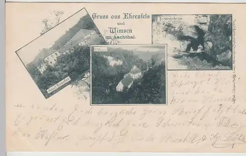 (113487) AK Gruß aus Ehrenfels, Wimsen, Aachtal, Friedrichshöhle 1900