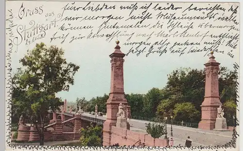 (113461) AK Gruß aus Stuttgart, König Karls Brücke, bis 1905