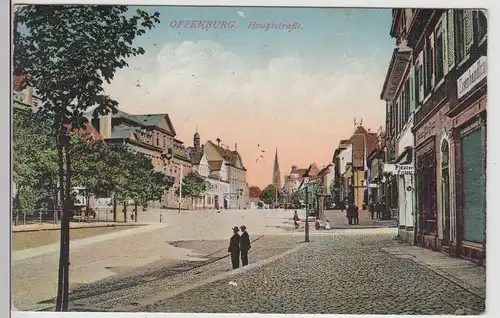 (113344) AK Offenburg, Hauptstraße, Eisenhandlung, Friseur, Feldpost 1916