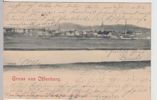 (113341) AK Gruß aus Offenburg, Panorama 1900