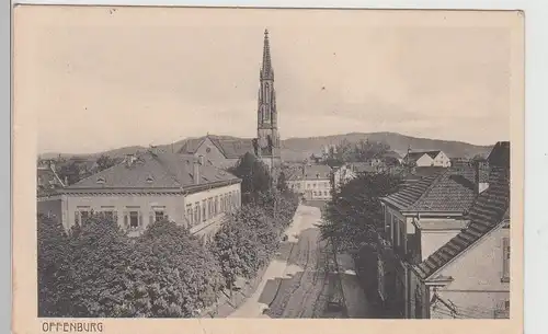 (113339) AK Offenburg, Straßenansicht, Kirche, Feldpost 1917