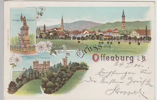 (113330) Künstler AK Gruß aus Offenburg, Schloss Ortenberg, Litho. 1901