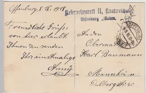 (113323) AK Offenburg, an den Zwinger Anlagen, Feldpost 1918