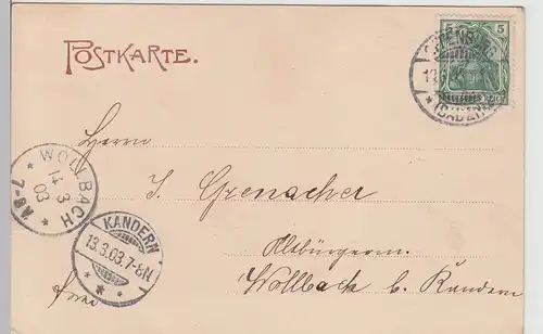 (113315) AK Offenburg, Vorstadt, Kinzigbrücke 1903