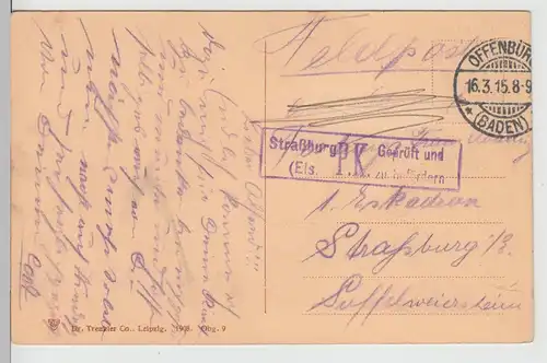 (113308) AK Offenburg, Hauptstraße, Union Hotel, Feldpost 1915