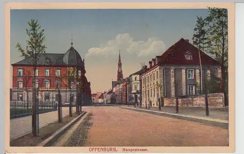 (112673) AK Offenburg, Hauptstraße, Bahnpost 1919