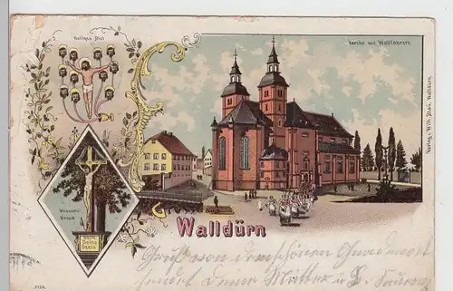 (112537) Künstler AK Walldürn, Kirche, Heiliges Blut, Missionskreuz, 1910