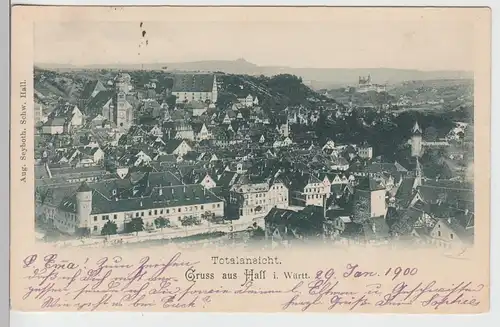 (110866) AK Gruss aus Hall i.W., Totalansicht, 1900