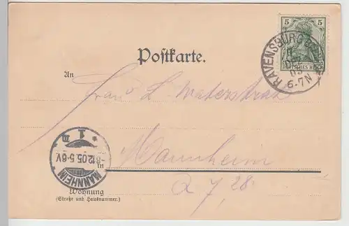 (110670) AK Ravensburg, Gesamtansicht 1905