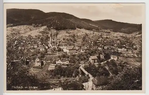 (110201) Foto AK Forbach, Murgtal, Panorama mit Kirche, vor 1945