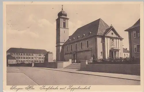 (109190) AK Singen Hohentwiel, Josefskirche, Zeppelinschule 1931