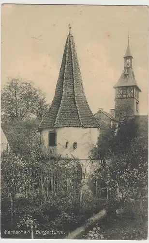 (109030) AK Marbach am Neckar, Bürgerturm, Feldpost 1916