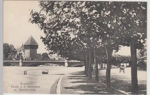 (107434) AK Konstanz, Partie an der Seestraße m. Rheinbrücke, vor 1945