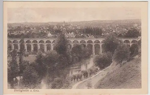 (107365) AK Bietigheim an der Enz, Panorama mit Brücke, 1917