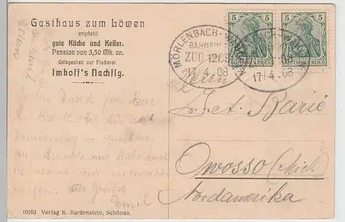 (107331) AK Heiligkreuzsteinach, Totale u. Gasthaus Zum roten Löwen, Bahnpost 19