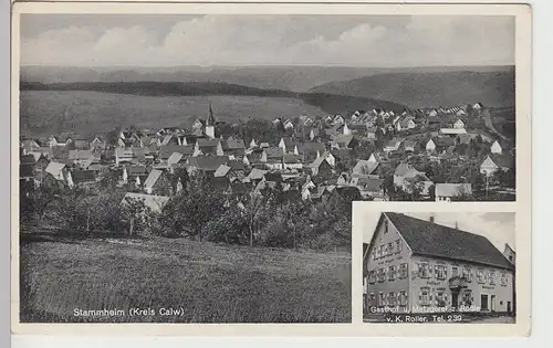 (107218) AK Stammheim (Calw), Totale u. Gasthof Zum Rößle, vor 1945