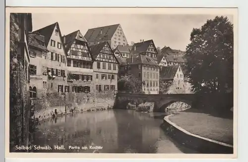 (107185) Foto AK Schwäbisch Hall, Partie am Kocher 1952